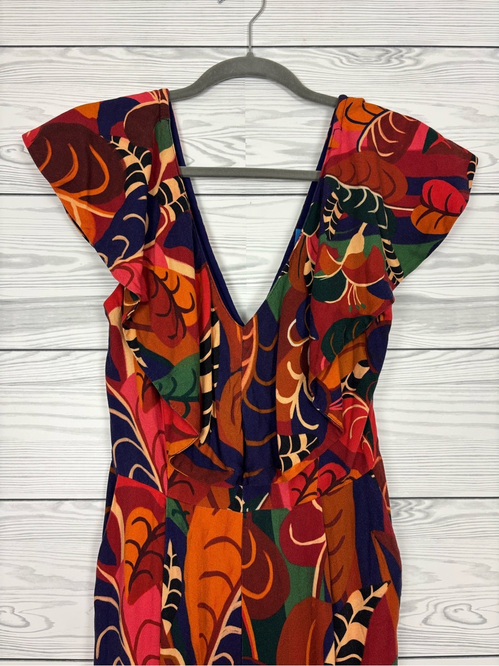 FARM Rio for Anthropologie abstract ruffled jumpsuit size XS colorful - Picture 5 of 14